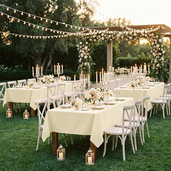 sancua Rectangle Tablecloth - 60 x 84 Inch - Stain and Wrinkle Resistant Washable Polyester Table Cloth, Decorative Fabric Table Cover for Dining Tables, Buffet Parties and Camping, Beige