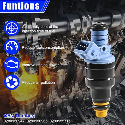 Set of 8 Fuel Injectors Replacement for Chevy Camaro, Corvette, Impala & Ford F-250 F-350 Mustang – OE 0280150947 0280150965 0280155715
