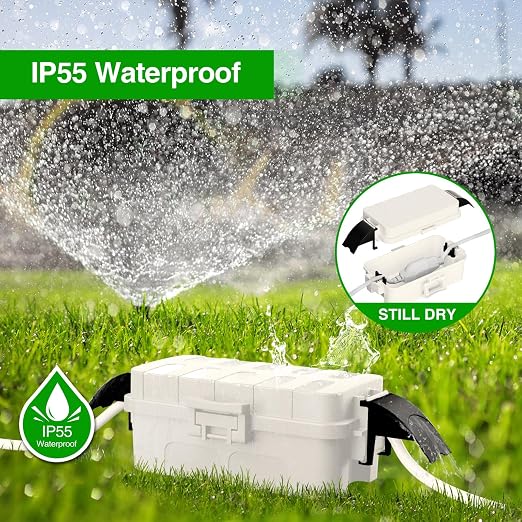 Flemoon IP55 Small Outdoor Electrical Box Waterproof, for Power Strip | Inner 5.9 x 3.2 x 1.8inch, Extension Cord Cover with Detachable Awning Covers for Plug, Outlet, Holiday Lights, White