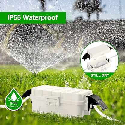 Flemoon IP55 Small Outdoor Electrical Box Waterproof, for Power Strip | Inner 5.9 x 3.2 x 1.8inch, Extension Cord Cover with Detachable Awning Covers for Plug, Outlet, Holiday Lights, White
