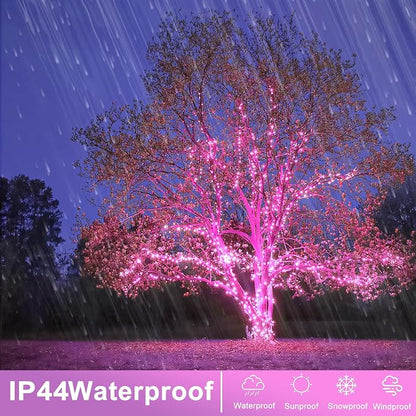 262FT 800 LED Outdoor String Lights, Pink Christmas Lights Indoor | Plug in Waterproof 8 Modes Clear Wire String Twinkle Lights for Bedroom Outside Patio Yard Xmas Party Wedding Decorations
