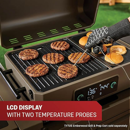 TYTUS Tabletop Electric Grill & Griddle Combo with 318 Sq. In Cooking Area and Cover, Dual-Sided Aluminum Plates, up to 500F, LCD Display with 2 Temp Probes