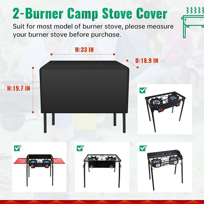 iCOVER Patio Cover for Camp Chef 2 Burners Stove, 600D Heavy Duty Stove Cover for Propane Double Burners Cooking Camping Stoves, Two Burners Stove Cover for Gas One, Outvita, Rovsun, Vivohome