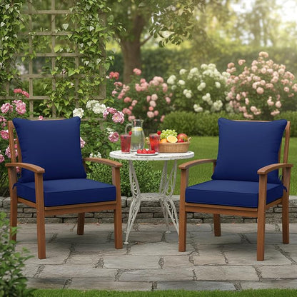 Summsun Outdoor Cushions for Patio Furniture, 24 x 24 Inch, Navy, Set of 2 | Backrest & Deep Seat Cushion, Water Resistant, Removable Cover, Replacement Cushions Pad for Patio Furniture, Garden