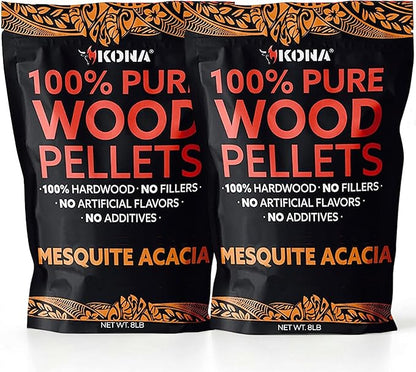 Kona Mesquite Acacia Blend Smoker Pellets, Intended for Ninja Woodfire Outdoor Grill, 16 lb Resealable Bag
