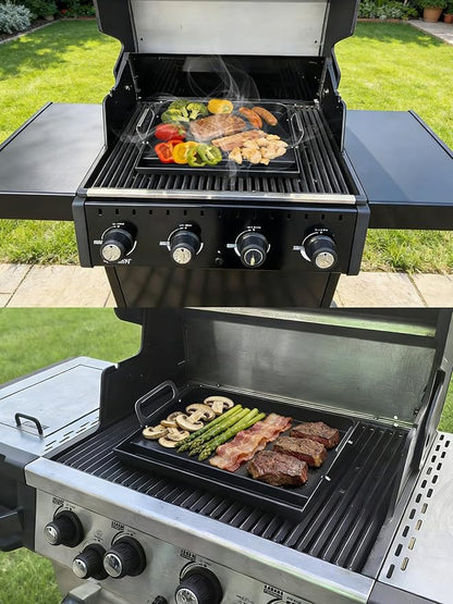 2026 Advanced Portable Steel Griddle, Griddle for Gas Grill, Non-Stick Coating, Universal Flat Top for Gas Grill/Stove/Oven/Campfire, Ergonomic Handle & Easy Clean for Outdoor BBQ & Camping, 23"x16"