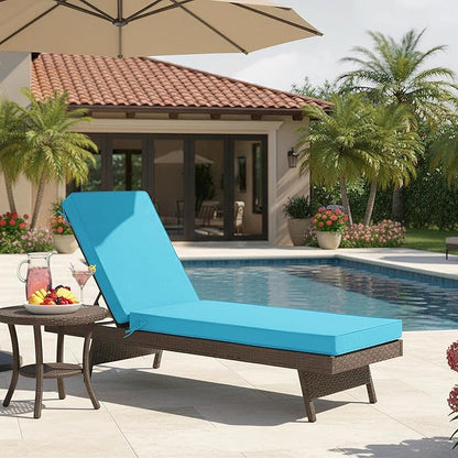 Summsun Chaise Lounge Cushions Outdoor - Waterproof and Fade Resistant Sun Lounger Replacement Cushions - Patio Lounger Pads with Removable Cover for Pool, Deck, Lawn, 72 x 21 x 3 Inch, Teal