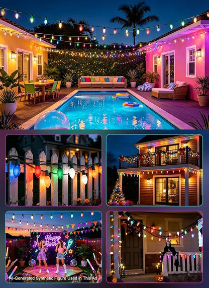 Formosa 26FT Upgraded Version C9 Christmas String Lights, Ceramic Multicolor Incandescent Bulbs, UL Listed, Ideal for Indoor Use, Xmas Tree, Holiday Party & Bedroom Decor