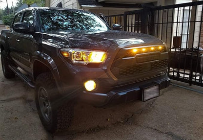 x xotic tech 4pcs Smoked LED Front Grille Marker Light w/Wiring Harness Compatible with Toyota 4Runner 2014-2024 TRD Pro Grille, 2014-2019 SR5 Premium Limited, TRD Off-Road (Amber Light)