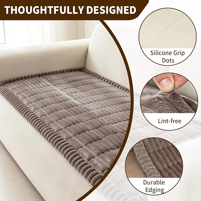 Leakproof Couch Cover for Dogs, Non Slip Washable Sofa Protector | Stain-Resistant Window Seat Cushions Chair Mat Car Seat Cover for Kids Pets (Khaki 27.6" x 82.7")