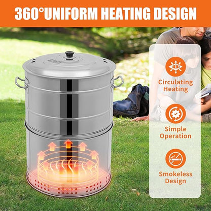 Large Portable Charcoal Grill, Stainless Steel BBQ Grill Barrel, Portable Barbecue Grill Smokeless Charcoal Grill with 50 Skewers for Camping, Picnics, Beaches, Traveling, Party