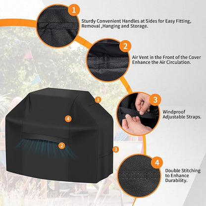 iCOVER Grill Cover 70 Inch, BBQ Grill Cover for Outdoor Grill, 600D Heavy-Duty Waterproof BBQ Cover, Large Barbecue Gas Grill Covers for Weber, Charbroil, Brinkmann, Nexgrill and More, Black