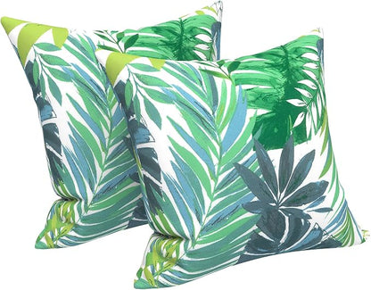 LVTXIII 2 Pack Outdoor Pillow Covers ONLY 18x18 Inch, Water-Repellent Square Decorative Cushion Covers for Patio Furniture, Garden, Sofa, Islamorada Blue Green