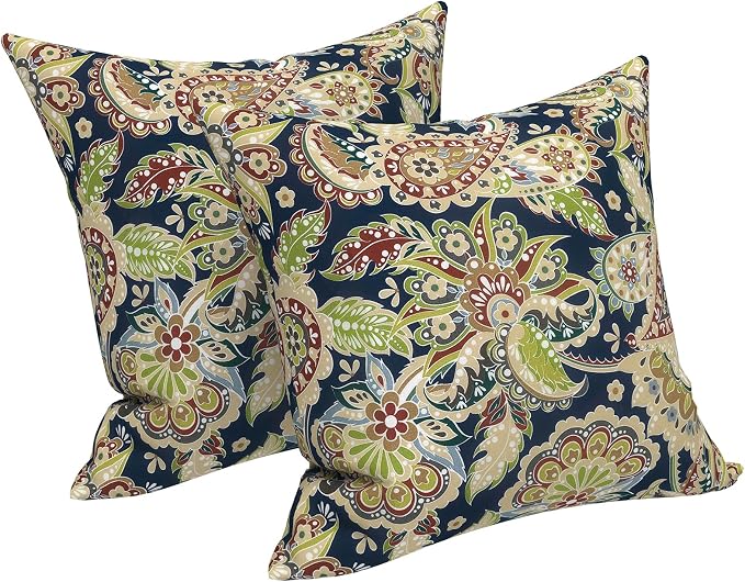 LVTXIII Outdoor Pillow Covers 20x20 Inch, 2 Pack Large Square Throw Pillow Cases, Fade-Resistant Cushion Covers for Patio Furniture Sofa, Garden Porch, Paisley Bloom