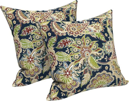 LVTXIII Outdoor Pillow Covers 20x20 Inch, 2 Pack Large Square Throw Pillow Cases, Fade-Resistant Cushion Covers for Patio Furniture Sofa, Garden Porch, Paisley Bloom