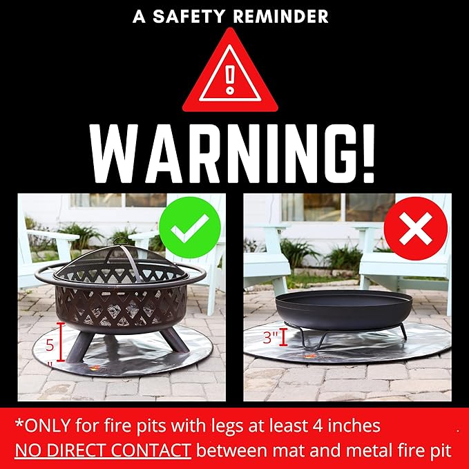 40" Blue Color Design fire mat for Under firepit. Heat Retardant Pattern that insulates Heat and Protects from Falling Embers. Heat Insulation Flame Protection