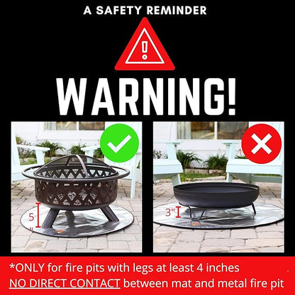 40" Blue Color Design fire mat for Under firepit. Heat Retardant Pattern that insulates Heat and Protects from Falling Embers. Heat Insulation Flame Protection