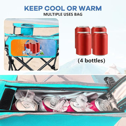 Reclining Camping Chair 4 Position with Foot Rest Comfortable for Adults 265Ibs Folding Lounger Mesh Beach Chair with Cooler Bag and Cup Holder for Outdoor Patio