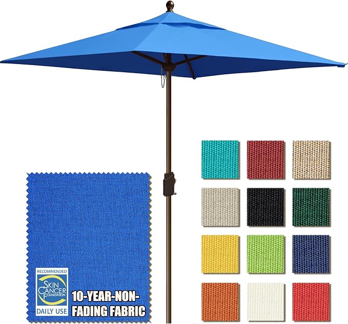 EliteShade USA 10-Year-Non-Fading 6x6Ft Square Market Patio Umbrella, UPF 50+ UV Protection Performance Sun Umbrella, Heavy Duty Commercial Grade Outdoor Table Umbrella with Crank, Windproof Vented Top for Garden, Pool, Deck and Outdoor Playsets, Royal...