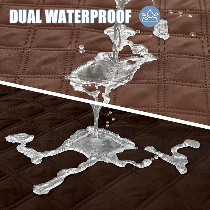 Smiry Waterproof Reversible Pet Couch Covers for Dogs | Pet Friendly, Soft Fabric, Washable Sofa Furniture Protector for Dogs Cat Kids, Checkered (68"x82", Brown/Chocolate)