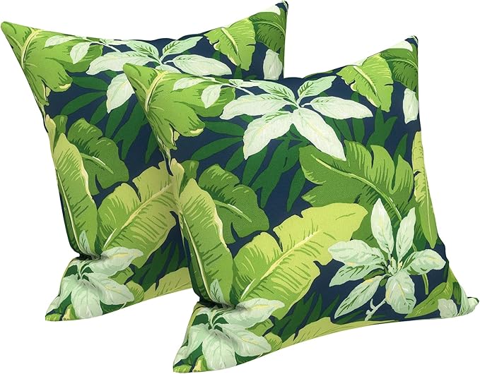 LVTXIII 2 Pack Outdoor Throw Pillow Covers for Patio Furniture, 16x16 Inch Square Pillow Case, Water-Repellent Cushion Covers for Garden, Porch, Sofa, Jungle Leaves