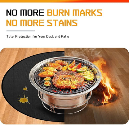 RICHIE 42" Round Fire Pit Mat, Double-Sided Fireproof Under Grill Mat, Patio Deck Protector Pad for Outdoor BBQ & Solo Stove Bonfire