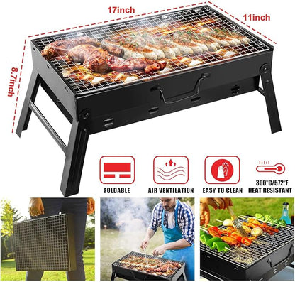 KOCASO Portable Charcoal Grill Foldable - Lightweight BBQ Smoker Grill for Camping, Tailgating, Picnics & Outdoor Grilling, Compact Design with Removable Ash Catcher