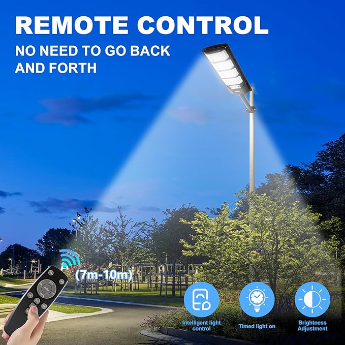 MUCH Solar Street Lights Outdoor 1 Pack, Waterproof with Motion Sensor, 8500K Solar Lights Outdoor, Lamparas Luces Solares para Exteriores Dusk to Dawn Commercial Lighting for Yard Path