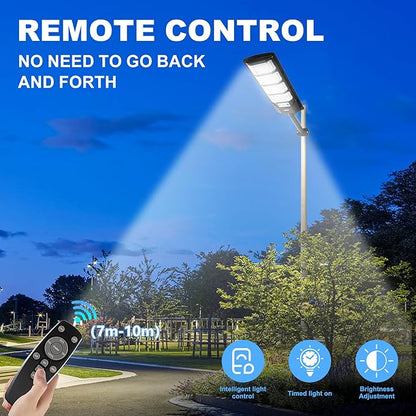 MUCH Solar Street Lights Outdoor 1 Pack, Waterproof with Motion Sensor, 8500K Solar Lights Outdoor, Lamparas Luces Solares para Exteriores Dusk to Dawn Commercial Lighting for Yard Path