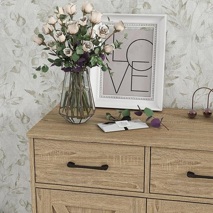 Panana Sideboard 2 Drawers 2 Doors Entryway Storage Cabinet Living Room Organizer Farmhouse Style Wooden Kitchen Cupboard (Nature)