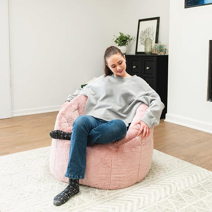 Big Joe Milano Bean Bag Chair for Kids, Teens, Adults, Ultra-Soft Mauve Plushie Polyester Blend, Lightweight Seat for Reading Nook and Gaming, 2.5 Foot Refillable