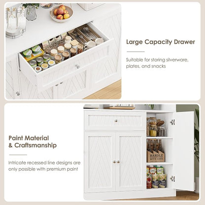BOTLOG 72" Tall Kitchen Pantry Cabinet 15.7" D x 55.1" W x 72" H | Large Kitchen Hutch with Microwave Countertop, Coffee Bar Station with Drawer & Doors for Dining Room