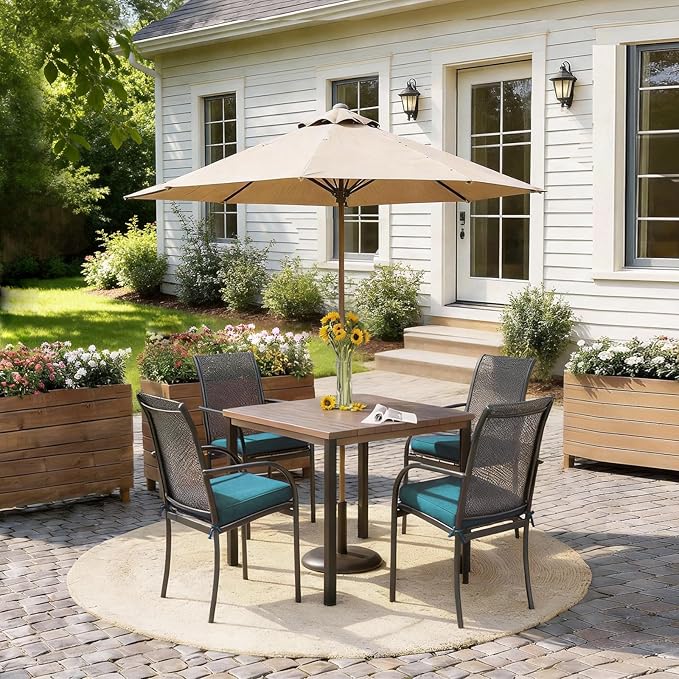 Goodgoods 18.5 x 18.5 Outdoor Chair Cushions Set of 4, Fade-Resistant & Water-Resistant Patio Seat Cushion Pads with Ties, 30D High-Resilience Foam for Dining Room Kitchen Chairs, Malachite