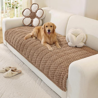 OstepDecor Couch Cover for Dogs, Washable Non Slip Sofa Cover for Pets | Soft Couch Covers for Sofa, Loveseat and Sectional, Furniture Protector Against Pet Hair & Dirt (35.4" x 63", Brown)