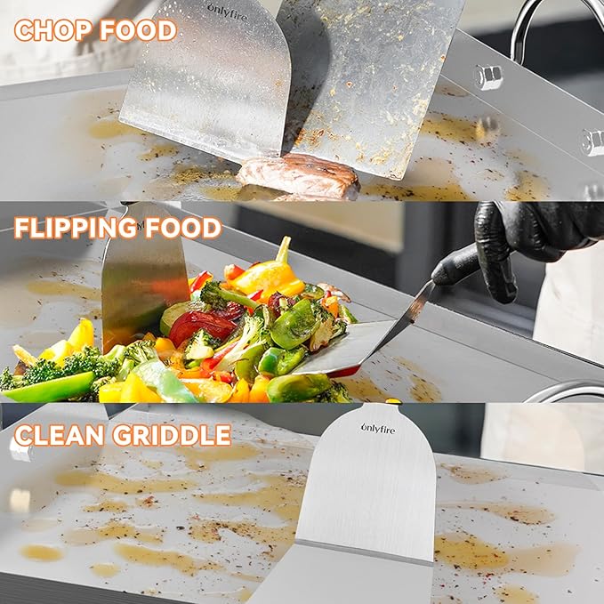 Onlyfire Griddle and Cooking Tool Kit, 18"×12.5" Outdoor Flat Top Griddle Plate with BBQ Scraper, Spatula and Scouring Pad for Gas and Charcoal Grills