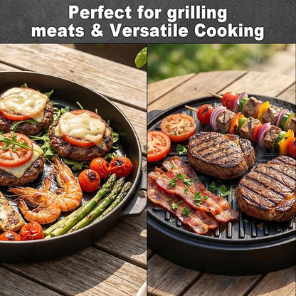 Cast Iron Griddle Gourmet BBQ Griddle 7421 for Weber 22 Inch Charcoal Grill, Cast Iron 13" Griddle Pan Easy To Clean Cast Iron Skillets Use In The Oven, On The Stove or Grill, Over A Campfire