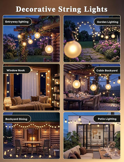 Abeja 25FT Outdoor String Lights, G40 Globe Patio String Lights with 27 Frosted White Globe Bulbs, Waterproof Connectable Hanging Lights for Outside Backyard Porch Umbrella Bistro Decor, Black Wire