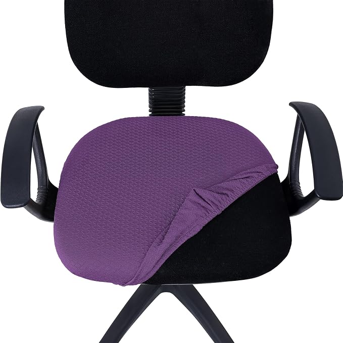 Smiry Office Computer Chair Seat Covers for Desk, Anti-dust Protector | Stretch Jacquard Removable Washable Desk Chair Seat Cushion Protectors, Purple