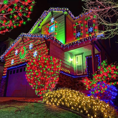 82FT 250 LED Outdoor String Lights, Red and Green Christmas Lights Indoor | Plug in Waterproof 8 Modes Clear Wire String Twinkle Lights for Bedroom Outside Patio Yard Xmas Party Holiday Decorations