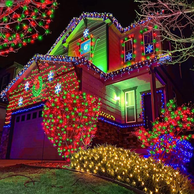 40FT 120 LED Outdoor String Lights, Red and Green Christmas Lights Indoor | Waterproof 8 Modes Plug in Clear Wire Twinkle Fairy Lights for Bedroom Outside Patio Yard Xmas Party Holiday Decorations