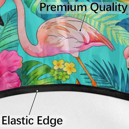 Tropical Flamingo Outdoor Round Fitted Tablecloth with Umbrella Hole and Zipper, 36"-44" Elastic Patio Table Cloth Oil-Proof Waterproof Patio Table Cover for Picnic Party Camping