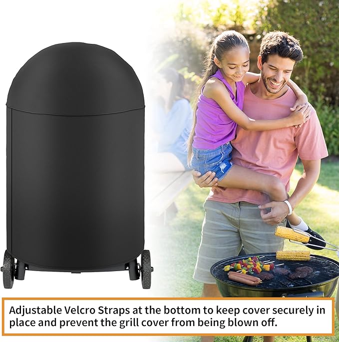 NEXCOVER Round Grill Cover | 34” Dia by 41”H BBQ Cover, Dome Smoker Cover, Fade & UV Resistant Barbecue Cover, Waterproof Heavy Duty Barbeque Cover, Compatible for Char-Griller Akorn Kamado Grills