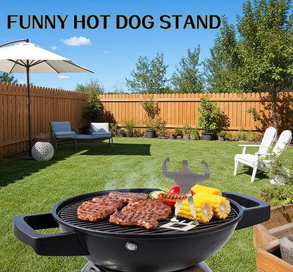 2 PCS Funny BBQ Stand Muscle Man Hot Dog Holder | Reusable Stainless Steel Hotdog and Sausage Stand | Portable Hot Dog Roaster | Barbecue Grill Accessories | Funny Birthday Gifts for Men