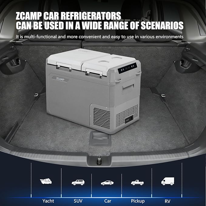 GES45 Portable Freezer,Dual Zone 12 Volt Car Refrigerator,34QT(32L) 12v cooler Fast Cooling Fridge, with 12/24V DC 100-240V AC for Camping, Outdoor, Travel, RV, Truck