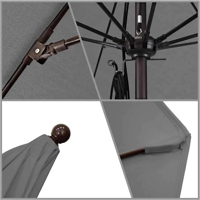 California Umbrella 11' Rd. Venture Series Contract Grade Patio Umbrella, Pulley Open, Bronze Finish, Sunbrella Granite