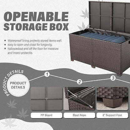 Lviden 180 Gallon Deck Storage Box Outdoor Storage Box Large Patio Storage Bin with Waterproof Lining Bag Cushion Storage Bin Outdoor, Brown