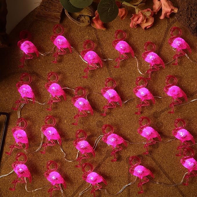 Outdoor Solar Lights for Outside Pink Flamingo Garden Decor 14ft 40LED Solar Power Fairy Lights Waterproof Summer Beach Yard Solar Landscape String Lights 14ft 40LED Patio Fence Backyard Bird Decor