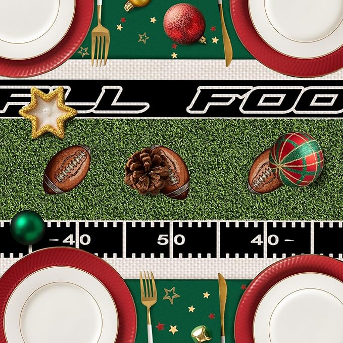 Football Table Runner,Dining Decor for Kitchen Coffee Table Family Dinners Holiday Parties Wedding Events Decor(13x72 inch)