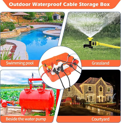 Hrensaw Large Outdoor Electrical Box(12.5x8.5x5inch),IP54 Waterproof Outdoor Outlet Covers,Weatherproof Extension Cord Covers Protect Outlet,Plug,Timer,Power Strip,Holiday Light,Orange