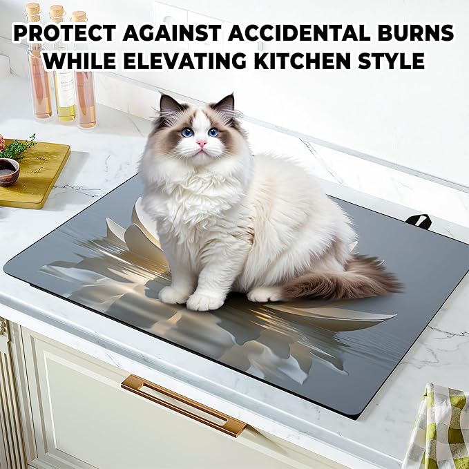 Stove Top Cover Retro Flower Gas Stove Top Cover for Home Decoration Kitchen Pad Non-Stick Washable Cooktop Covers Countertop Protector Keep Stove Clean 28"x20" (lotus)